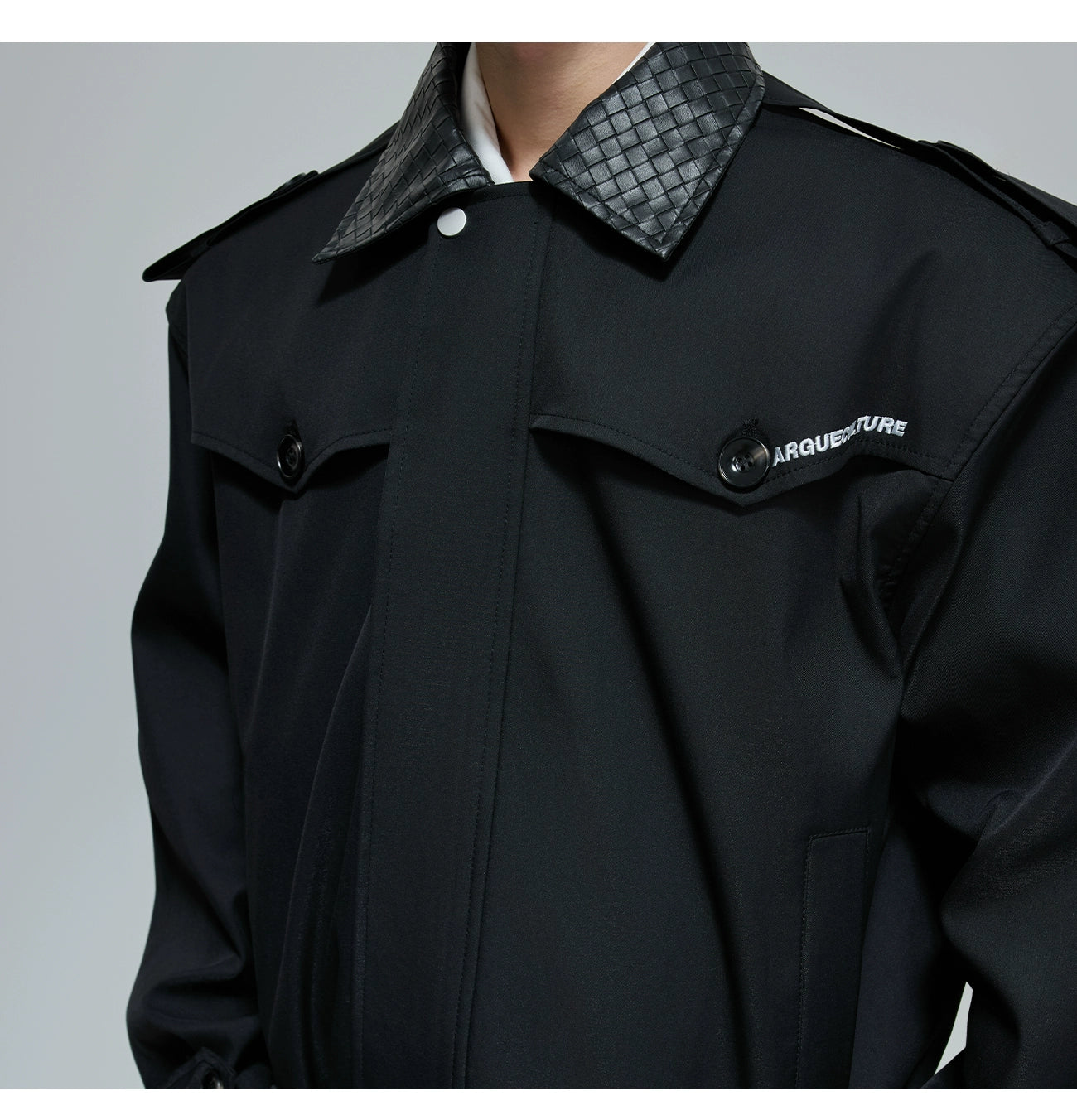 【25s Nov.】Retro Color-blocked Embroidered Leather Jacket