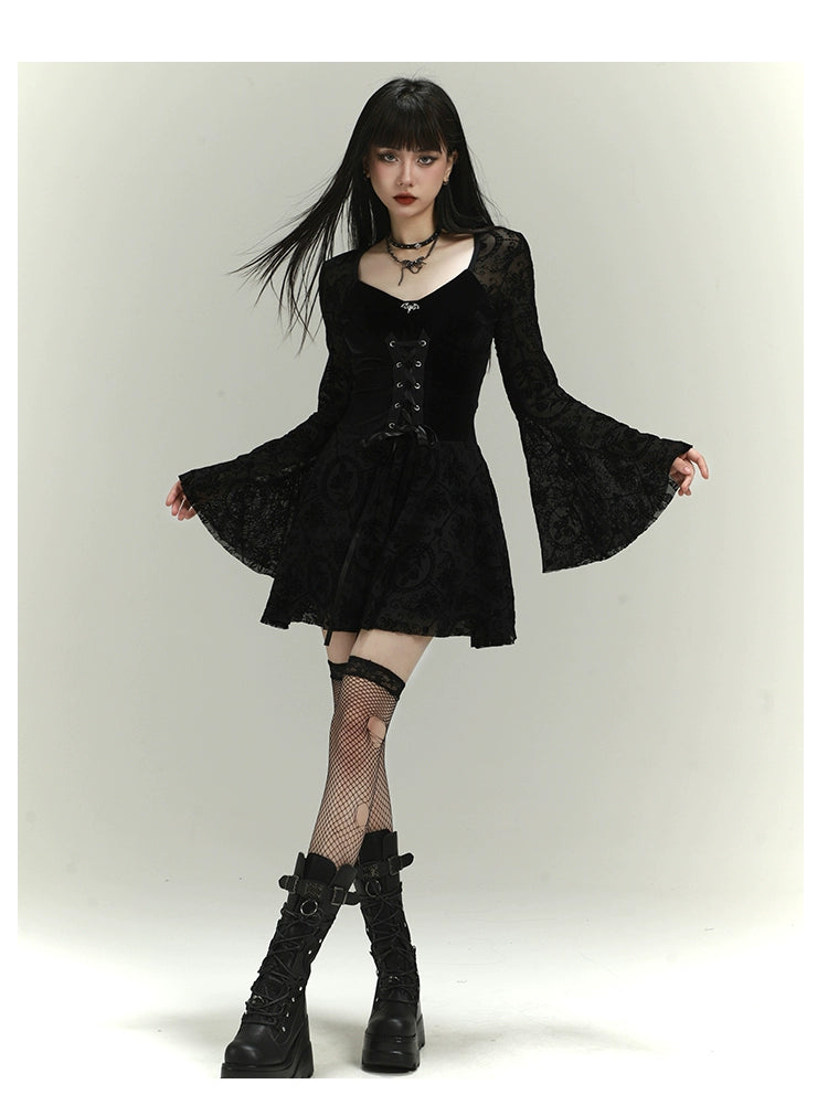 【25s Jul.】Vintage Embroidered Sheer Lace Dress