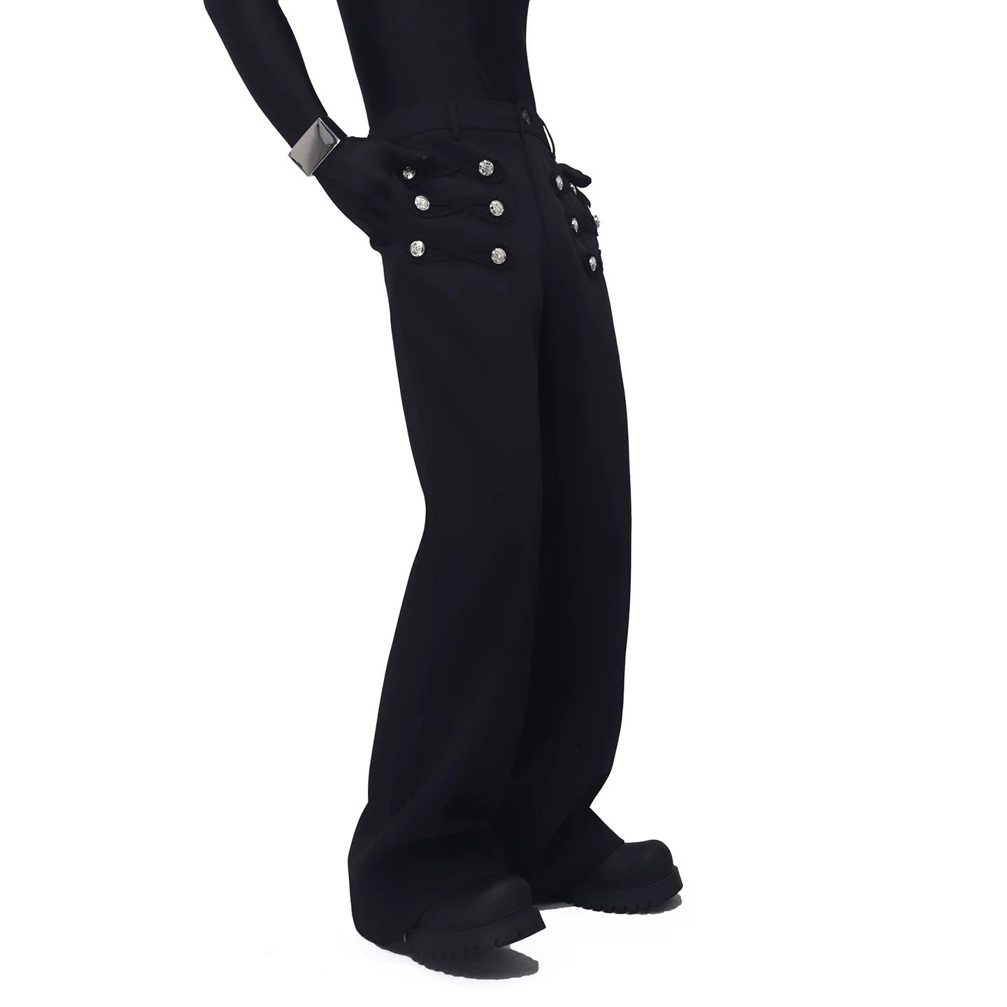 Braided Detail Flared Trousers