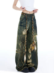 【25s Jul.】American High Street Ripped Thick Waistband Jeans