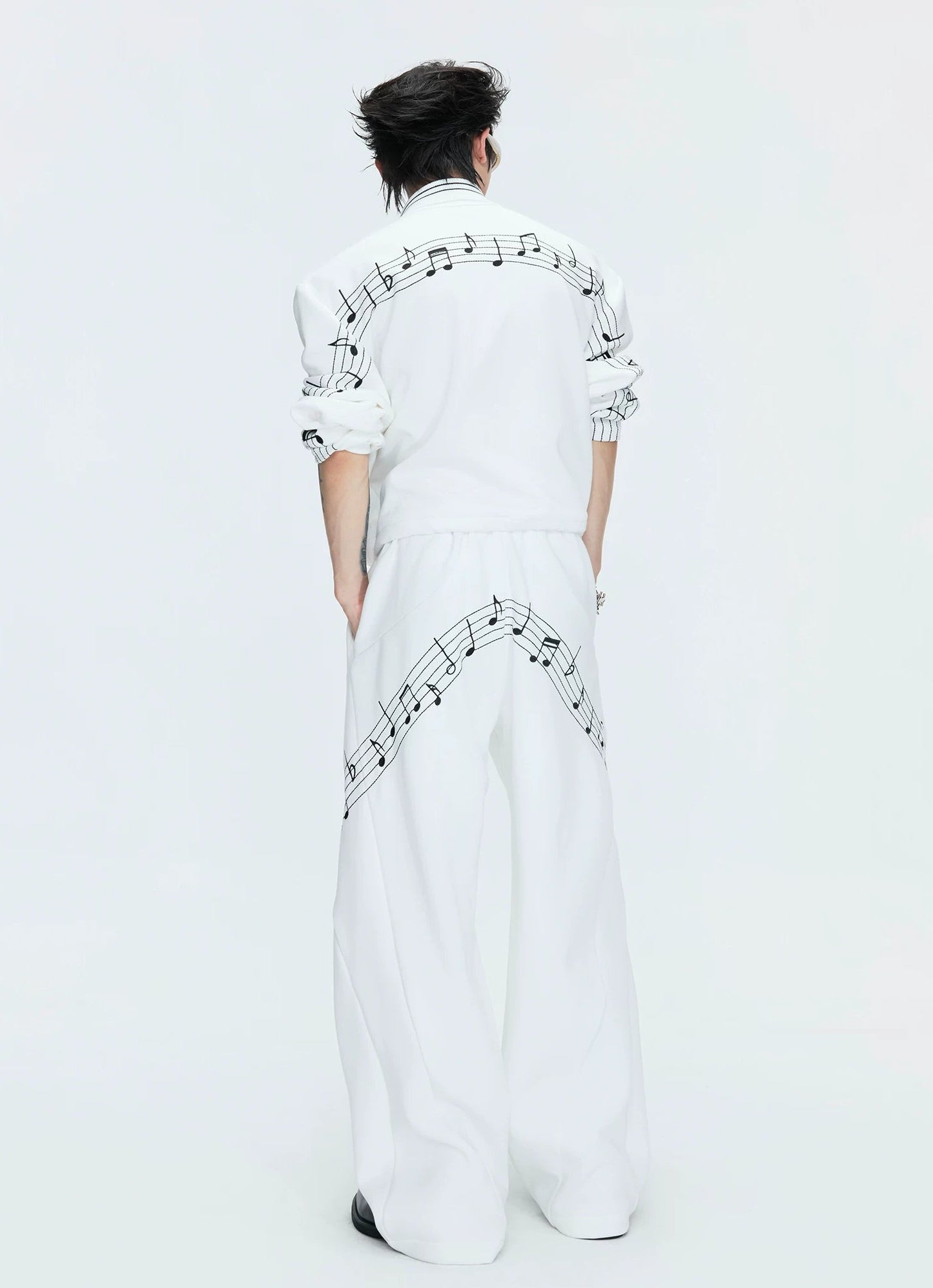 【26s May】Embroidered Music Note Structured Hoodie Set