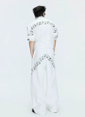 【26s May】Embroidered Music Note Structured Hoodie Set