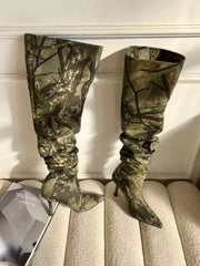 Dead Branches Camouflage Long High-heeled Boots
