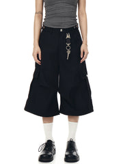 【25s Jul.】Ruched Wide-Leg Cargo Shorts