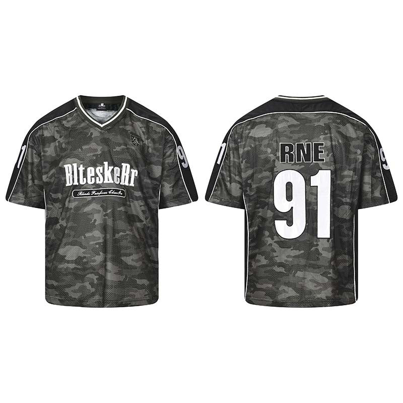 Embroidered Camo Mesh Jersey Tee