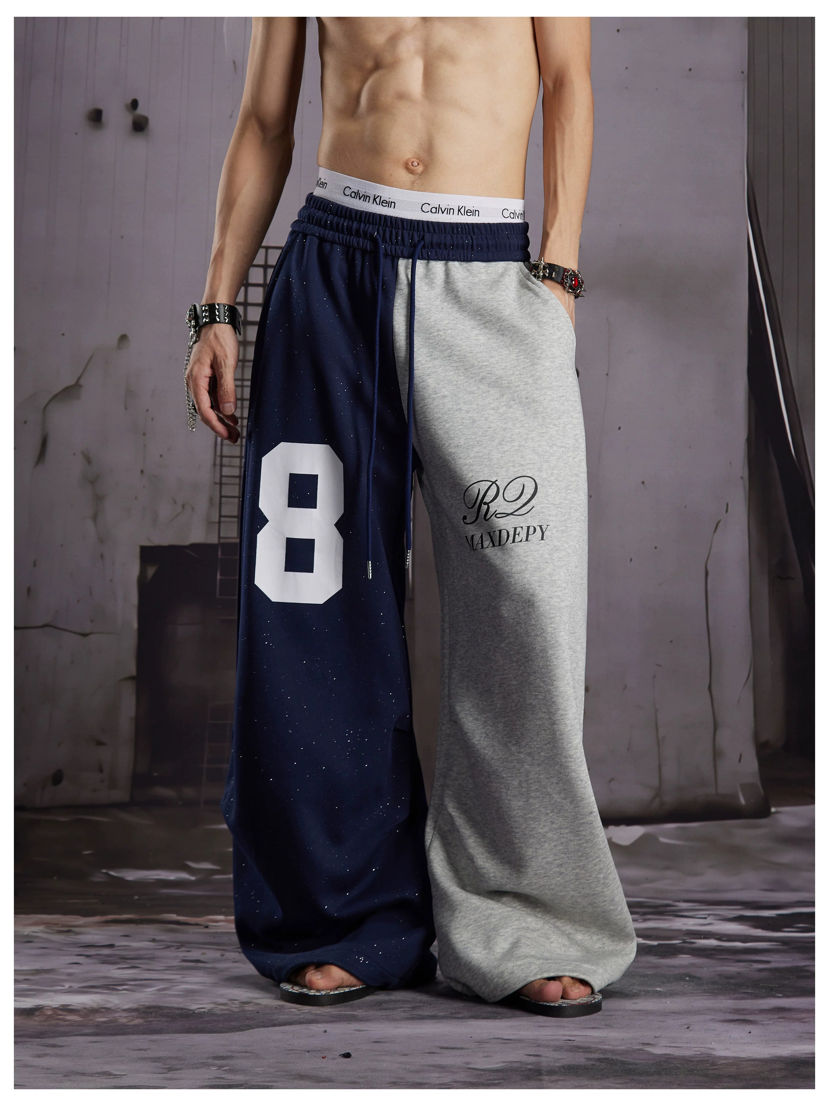Black Red Contrast Jersey Sweatpants
