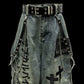 【25s Aug.】Distressed Patchwork Wide-Leg Jeans in Dark Aesthetic