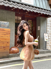 【25s Apr.】Polka Dot Halterneck Mesh Dress