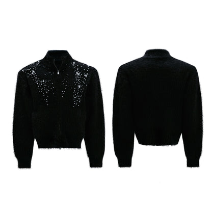 【25s Nov.】High-neck Plush Pearl Embellished Sweater