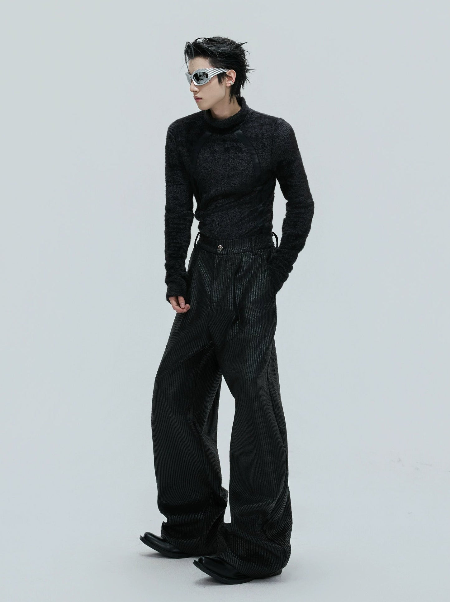 【25s Nov.】Waxed Distressed Leather Trousers