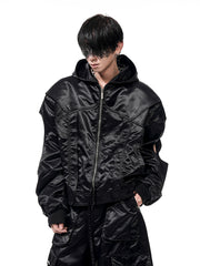 【25s Apr.】Hollow Sleeves Pleated Flight Jacket + Pleated Pants