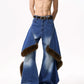 【25s Oct.】Plush Patchwork Denim Distressed Design Jacket / Jeans