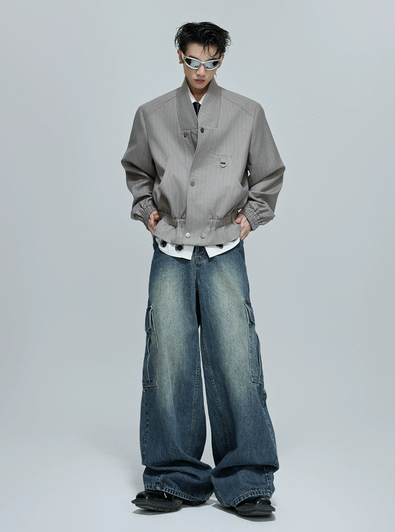 【25s Nov.】Stand-up Collar Zip-up Button Jacket