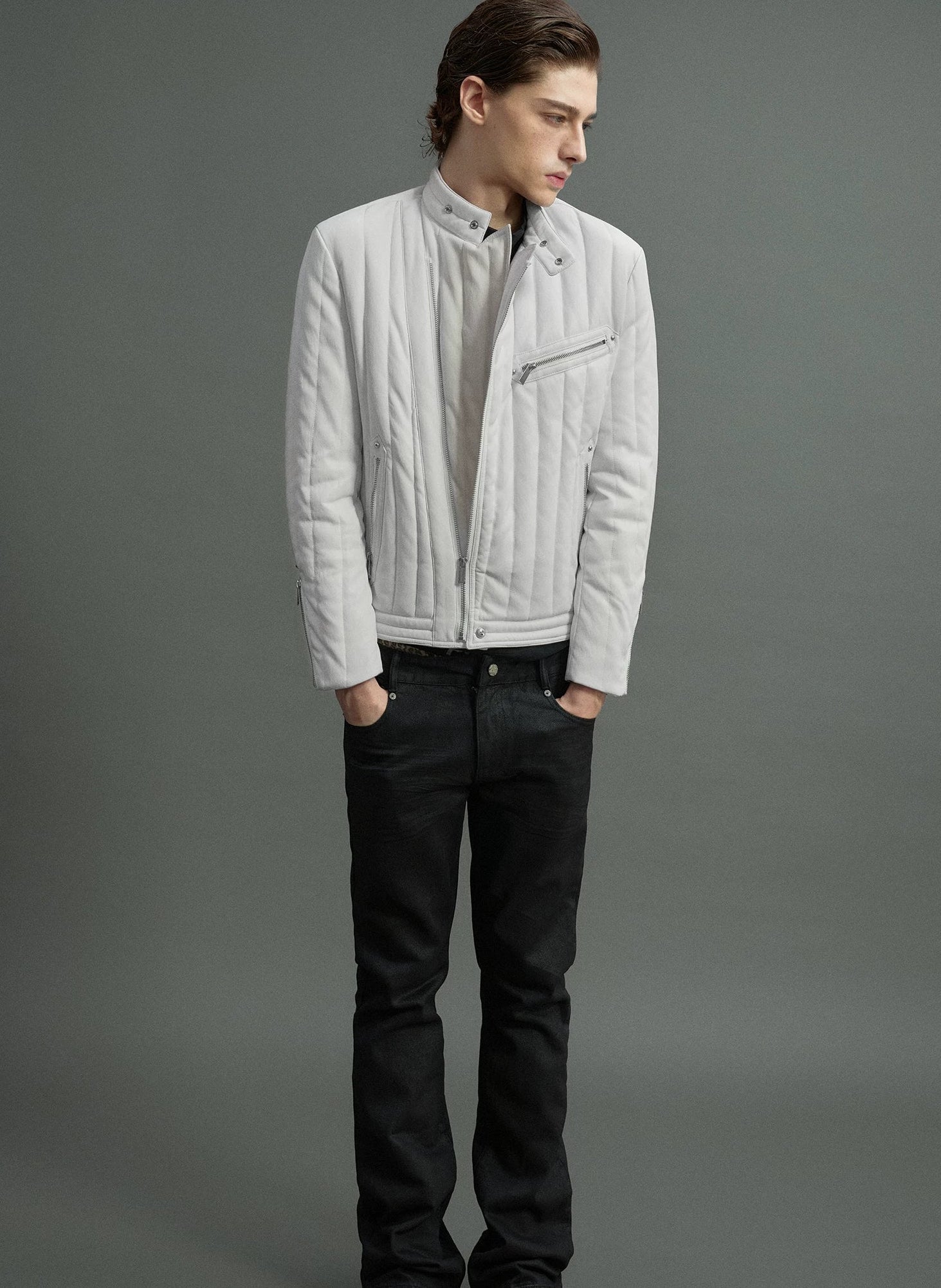 Asymmetric Zip Down Moto Jacket