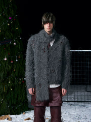 【26s Jan.】Faux Mohair V-neck Sweater [Scarf Included]