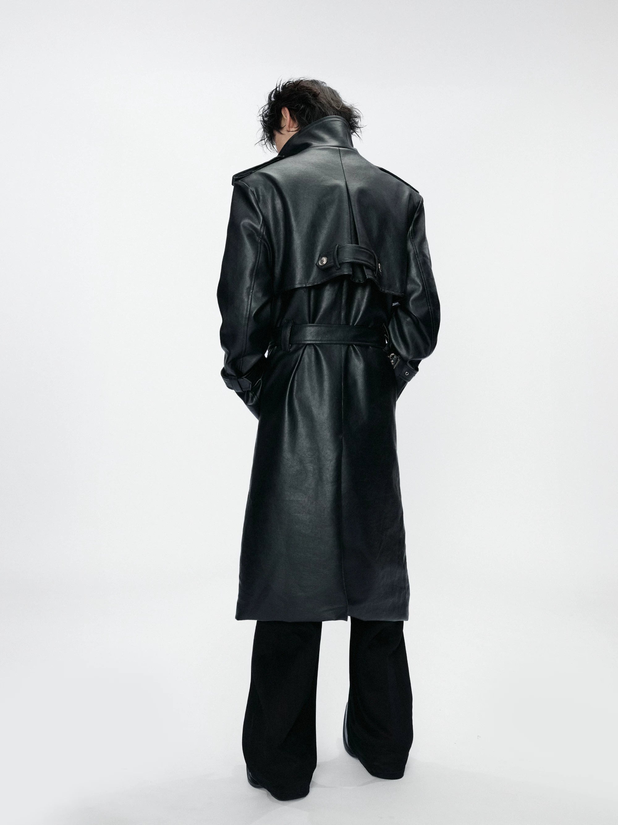 Multi-Form Layered Leather Trench Coat