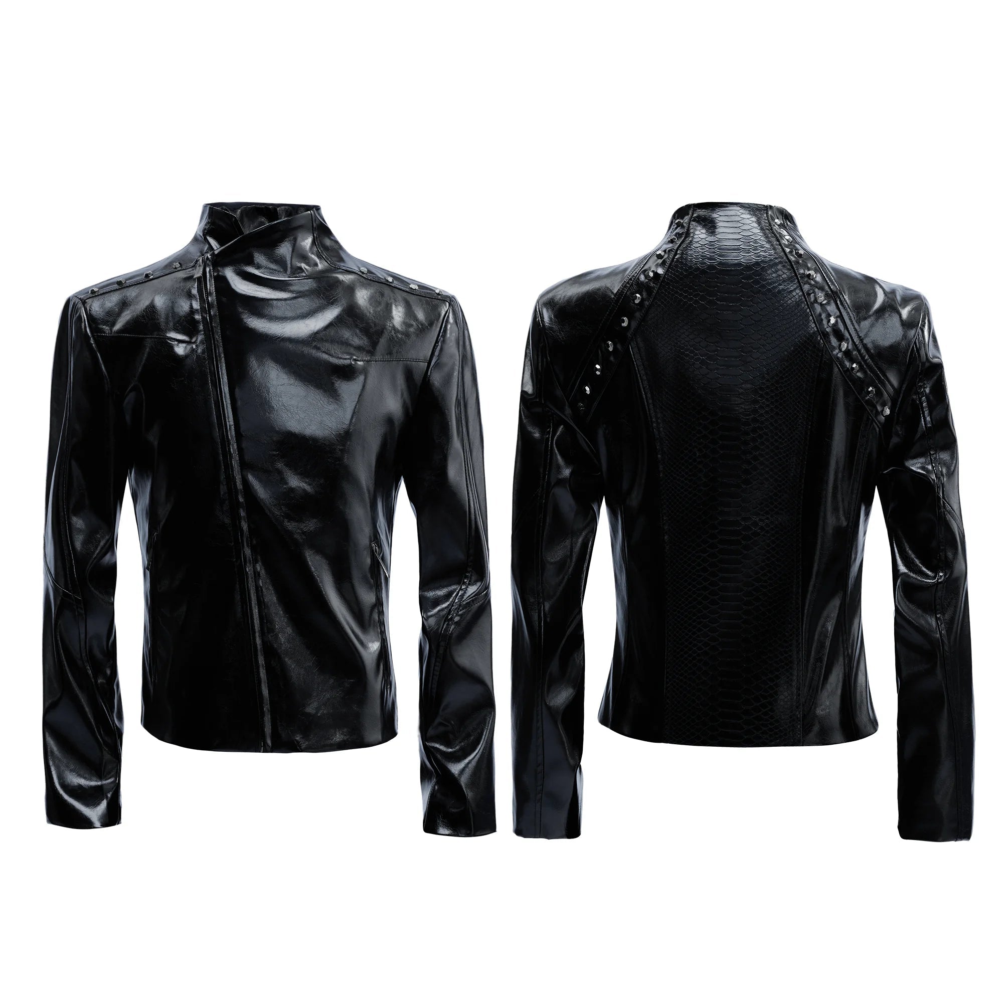 Glossy Crocodile Slim Moto Jacket