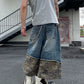 【25s Jun.】Vintage Patchwork Camouflage Denim Capri Pants