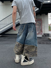 【25s Jun.】Vintage Patchwork Camouflage Denim Capri Pants