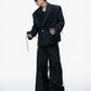 【25s Aug.】Striped Belted Cropped Blazer /Pants Set