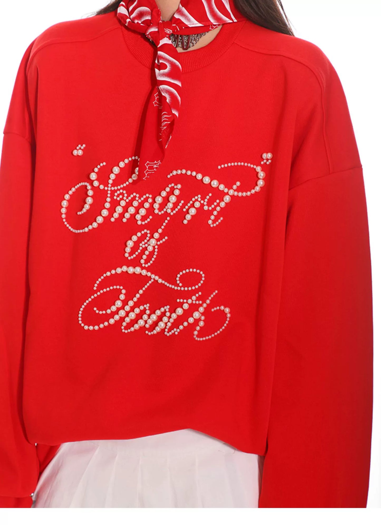 【25s Nov.】Black Beaded Loose-fitting Crew Neck Sweatshirt