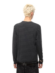 Gothic Letter Striped Long Sleeve Tee