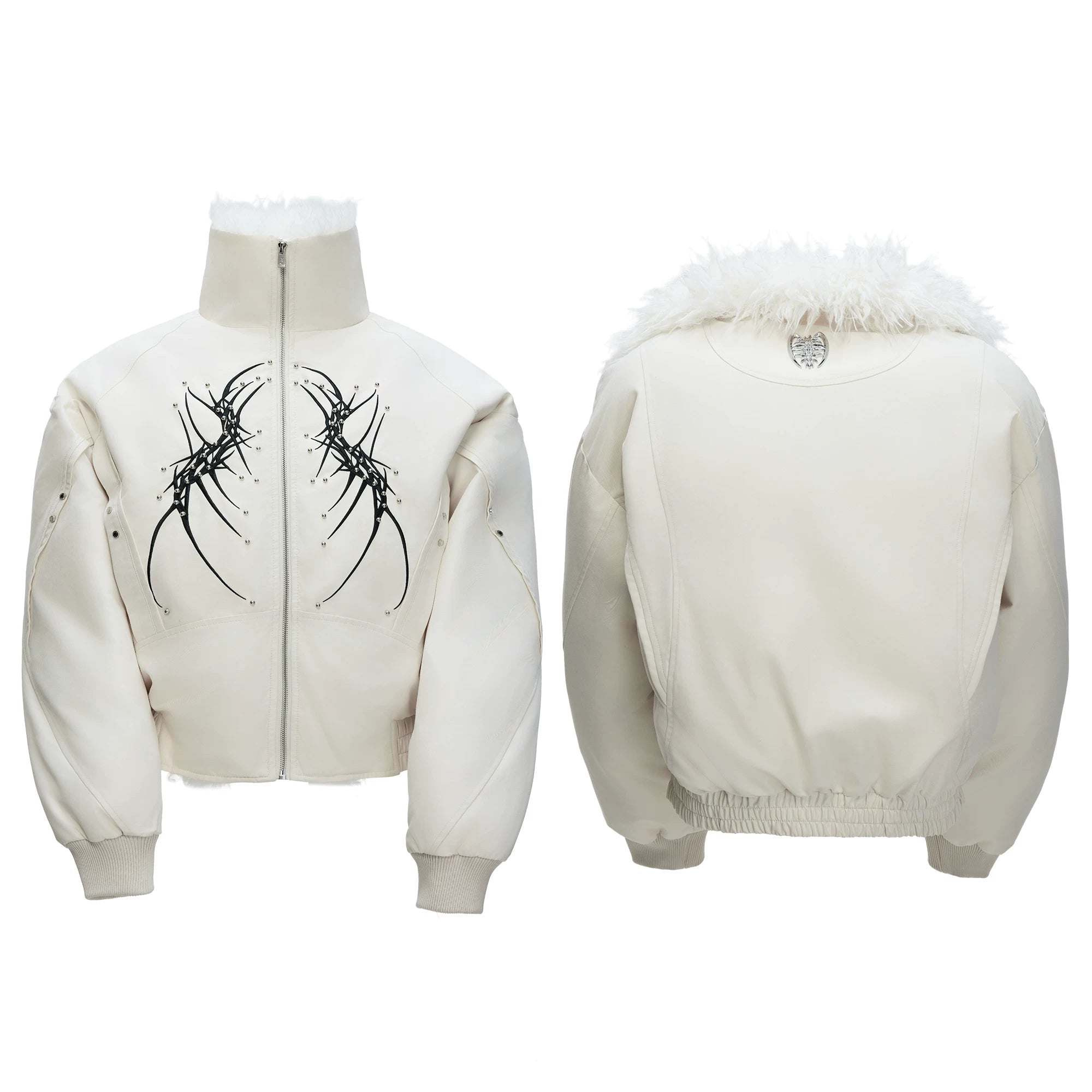 【26s Jan.】Embroidered Spine Rivet Cotton Coat