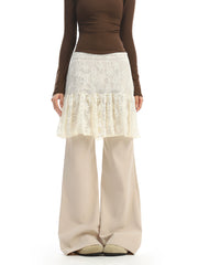 【25s Dec.】Lace Skirt with Casual Pants