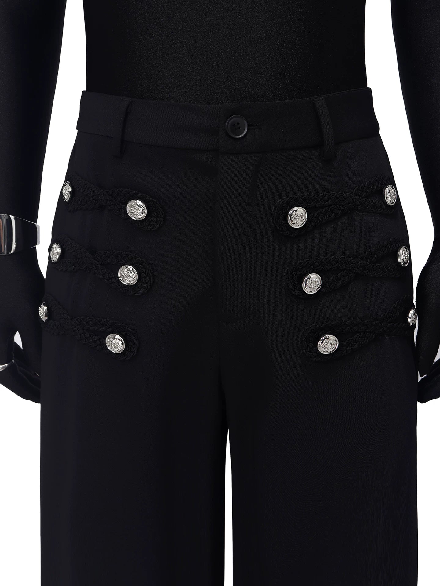 Braided Detail Flared Trousers