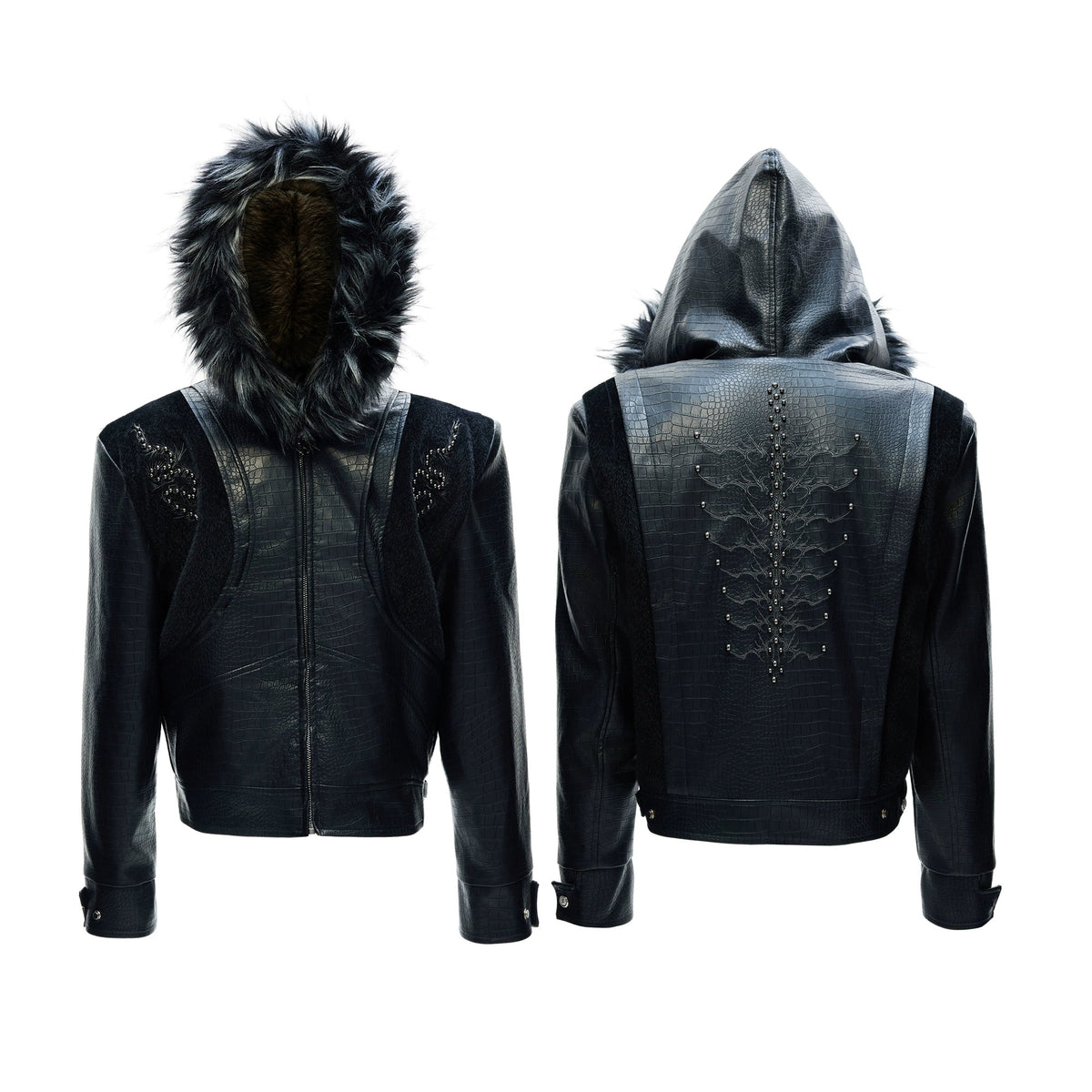 【26s Feb.】Horsehair and Crocodile Print Hooded Jacket