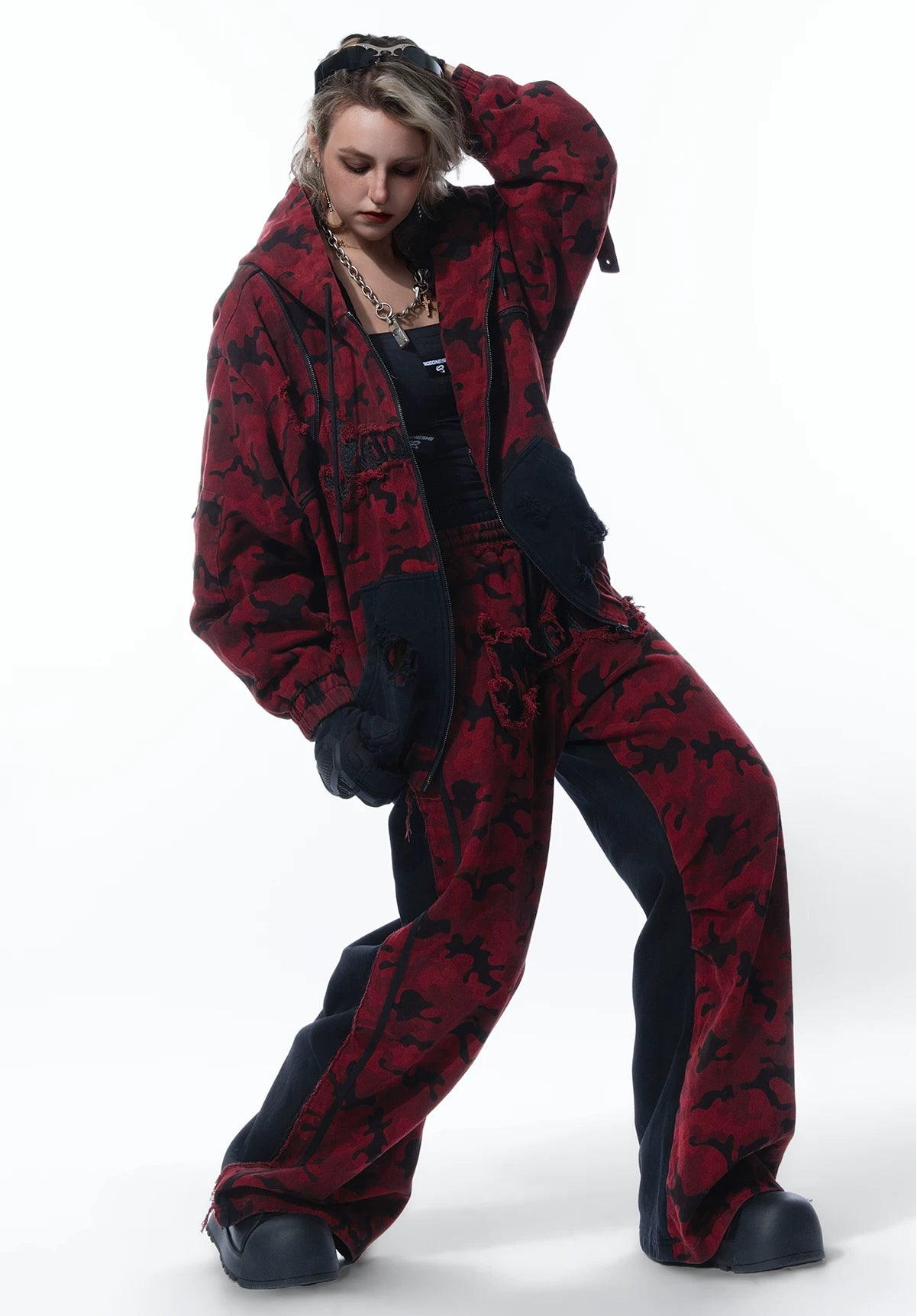 【26s Mar.】Red Camo Double-Waist Wide Jacket / Pants