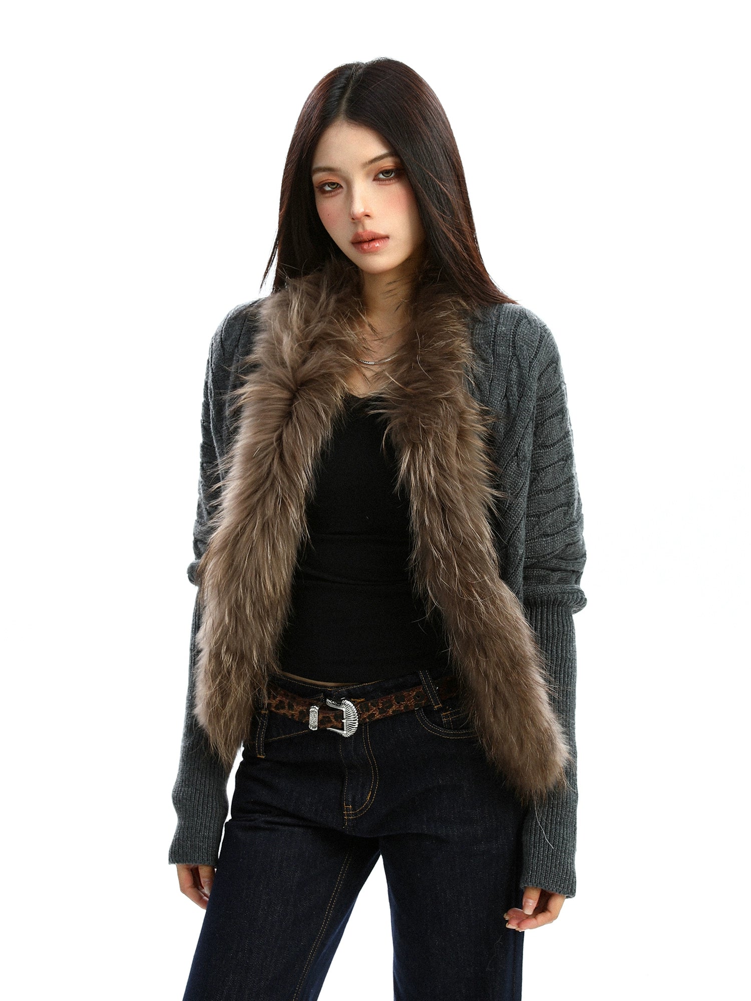 【25s Nov.】Cable Knit Collar Batwing Sleeve Sweater