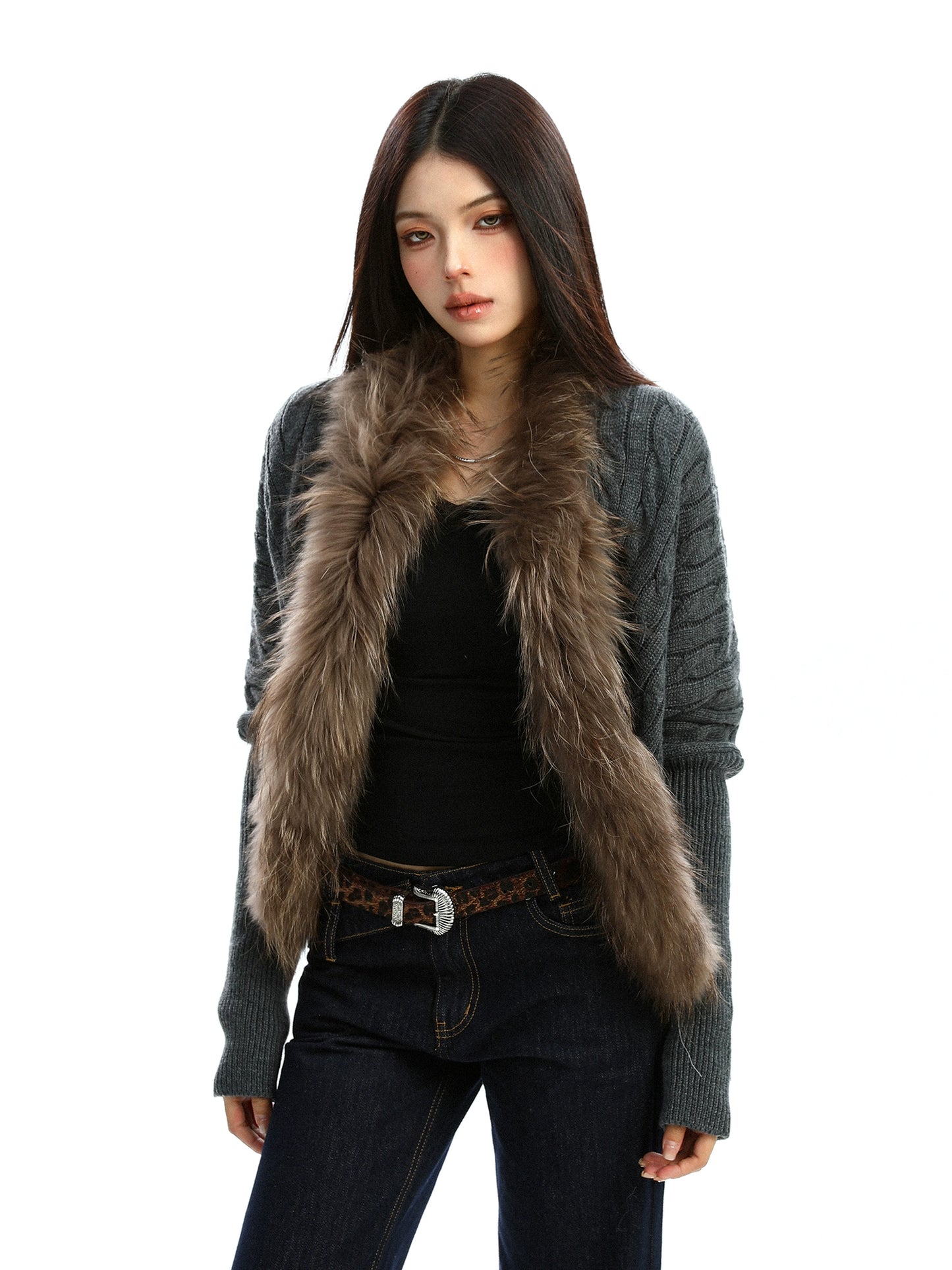 【25s Nov.】Cable Knit Collar Batwing Sleeve Sweater