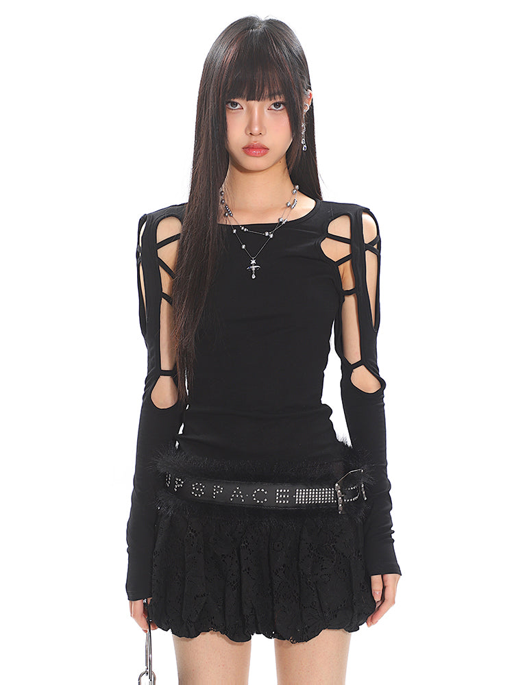 【25s Apr】Hollow Slim Fit Long Sleeve T-Shirt