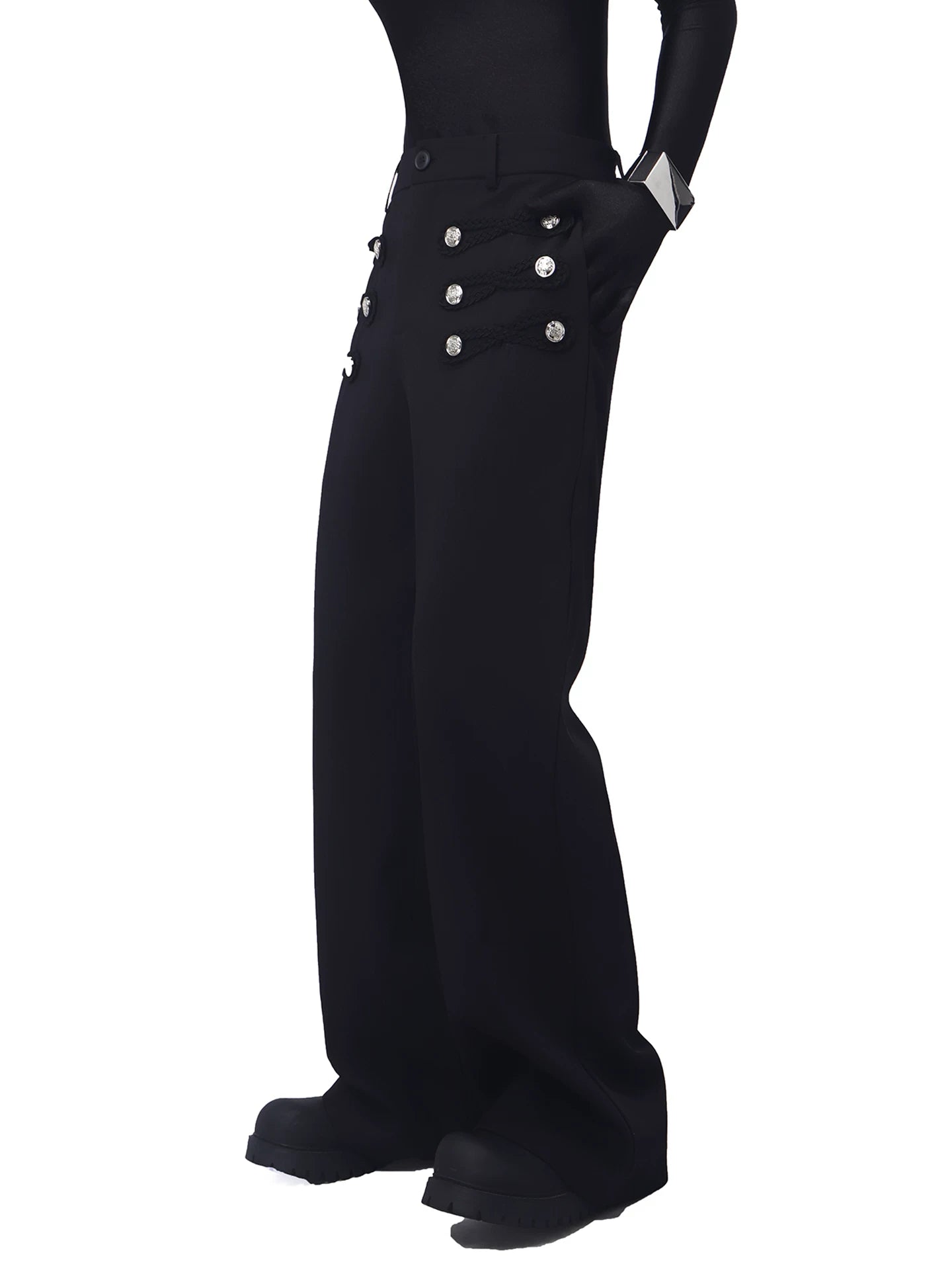 Braided Detail Flared Trousers