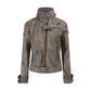 Deconstructed Patchwork Stand-up Collar Rubbed Distressed Jacket