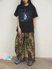 【25s Jul.】Rhinestone Leopard Blade-Cut Cargo Pants