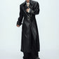 【25s Sep.】Deconstructed Crocodile-effect Metal Buttons Leather Coat