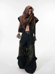 【25s Sep.】Street Style Short Stand Collar Denim Vest/jeans