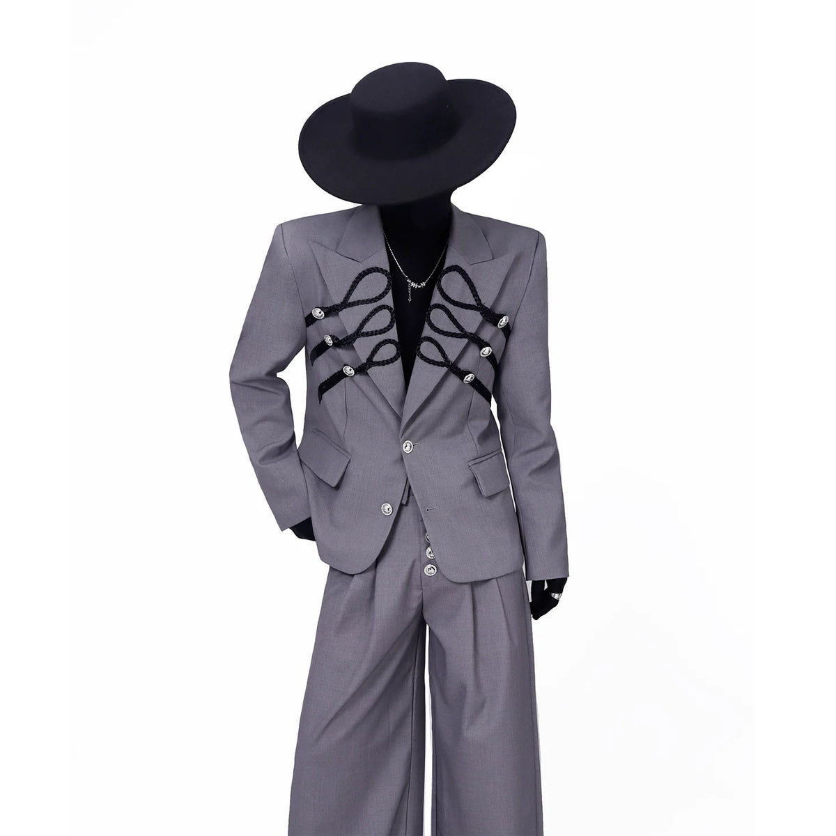 Napoleon Braided Jacket + Wide-Leg Trousers