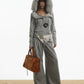 【25s Oct.】Vintage Grey Fur Collar Hooded Sweatshirt