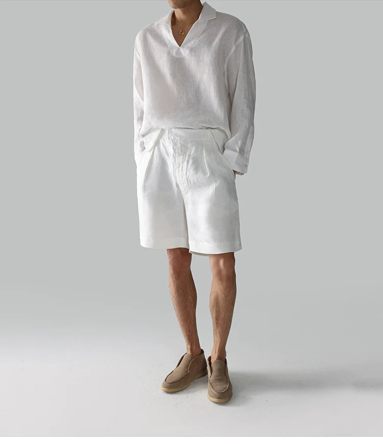Relaxed Linen Straight Shorts