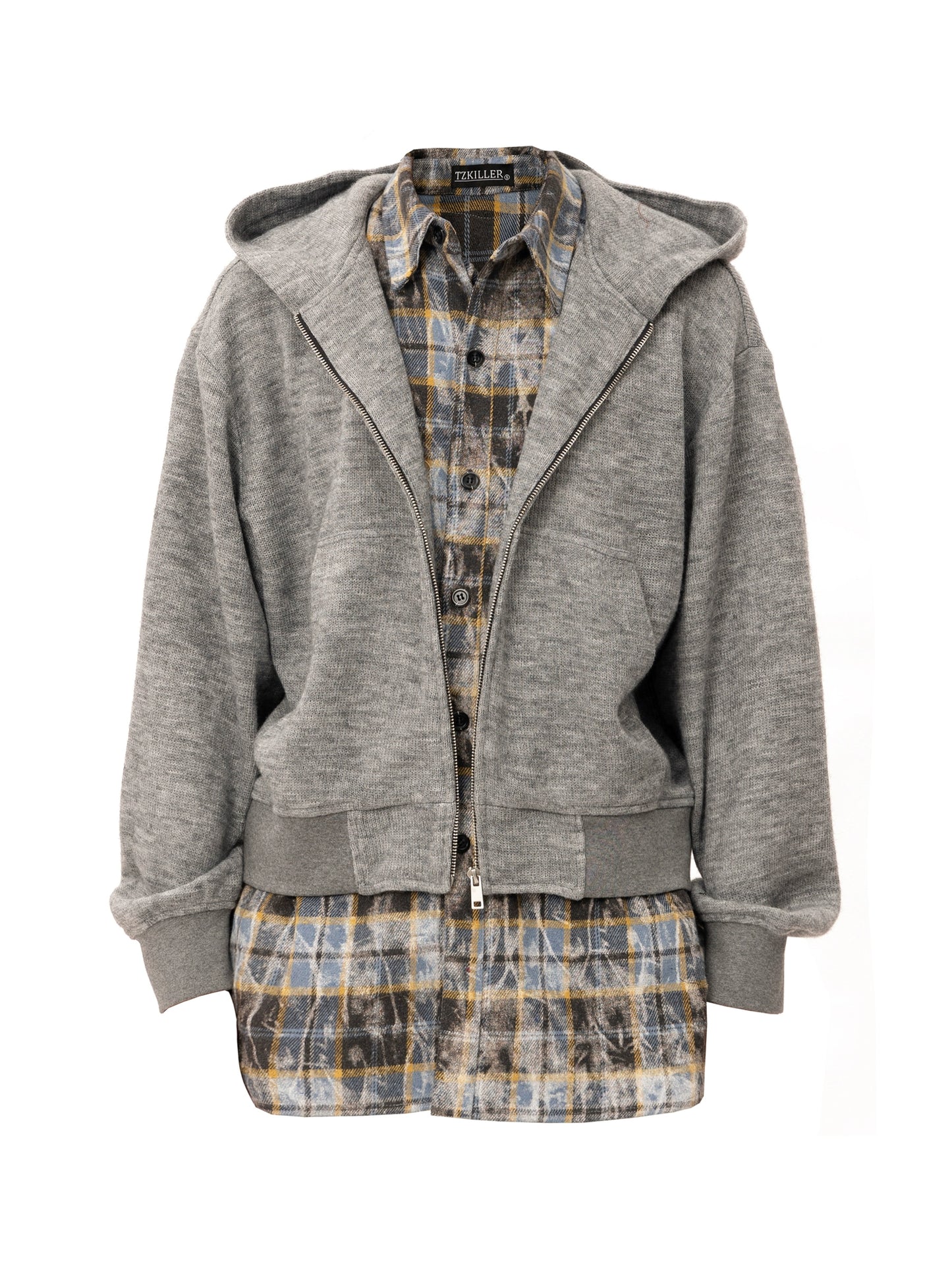 【25s Jan.】Multi-wear Plaid Patchwork Loose Coat