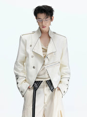 Asymmetric Stand Collar Cropped Jacket