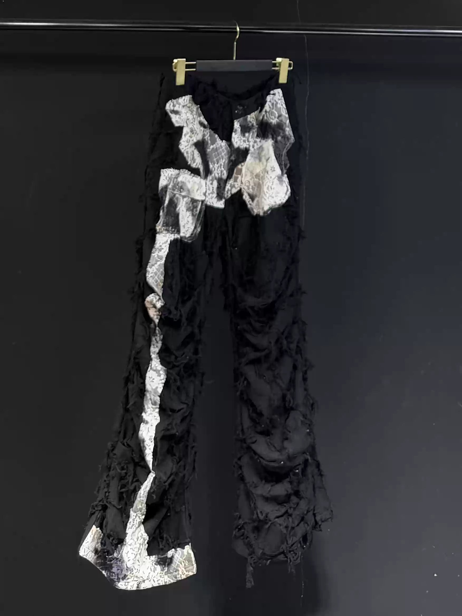 Distressed Raw Edge Relaxed Pants