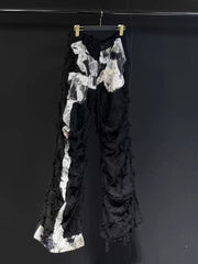 Distressed Raw Edge Relaxed Pants