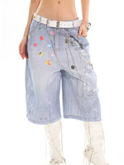 【25s Jun.】Chain Graphic Stretch Denim Shorts