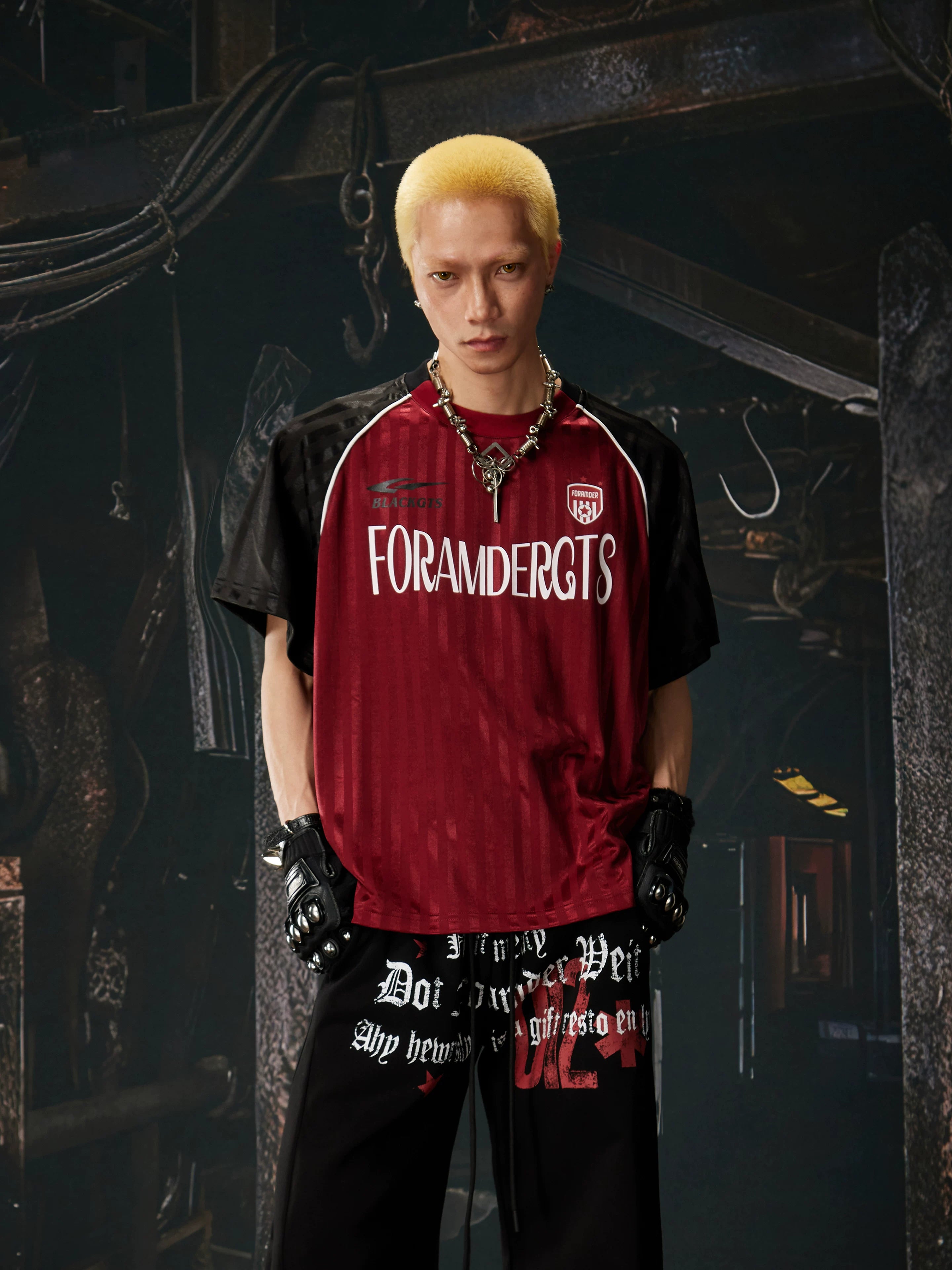 Red Black Contrast Jersey Tee