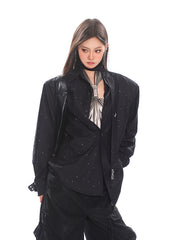 【25s Apr.】Sparkling Rhinestone Ribbon Shirt