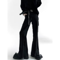 【25s Jul.】Extended Flared Slim Black Draped Trousers